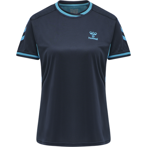 hmlACTION POLY JERSEY S/S WOMAN, BLACK IRIS/ATOMIC BLUE, packshot
