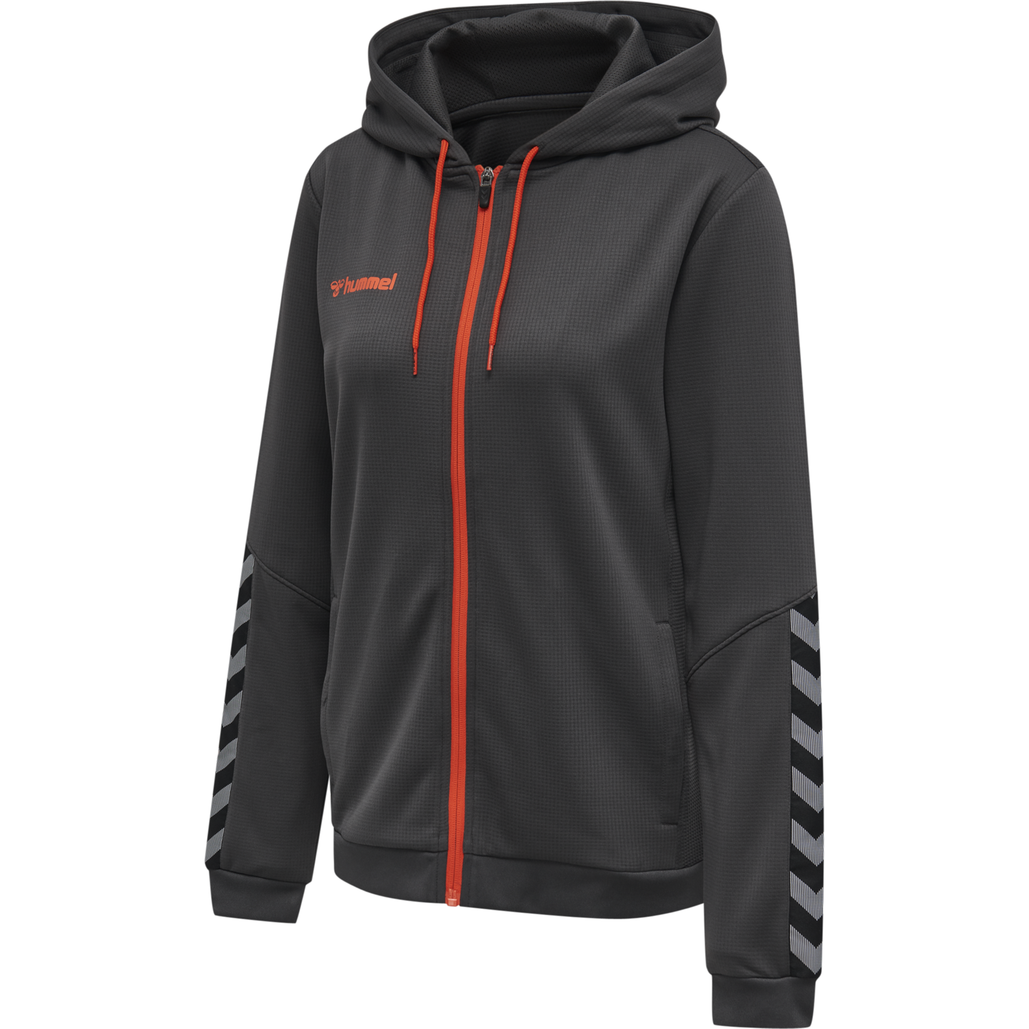 hmlAUTHENTIC POLY ZIP HOODIE WOMAN, ASPHALT, packshot