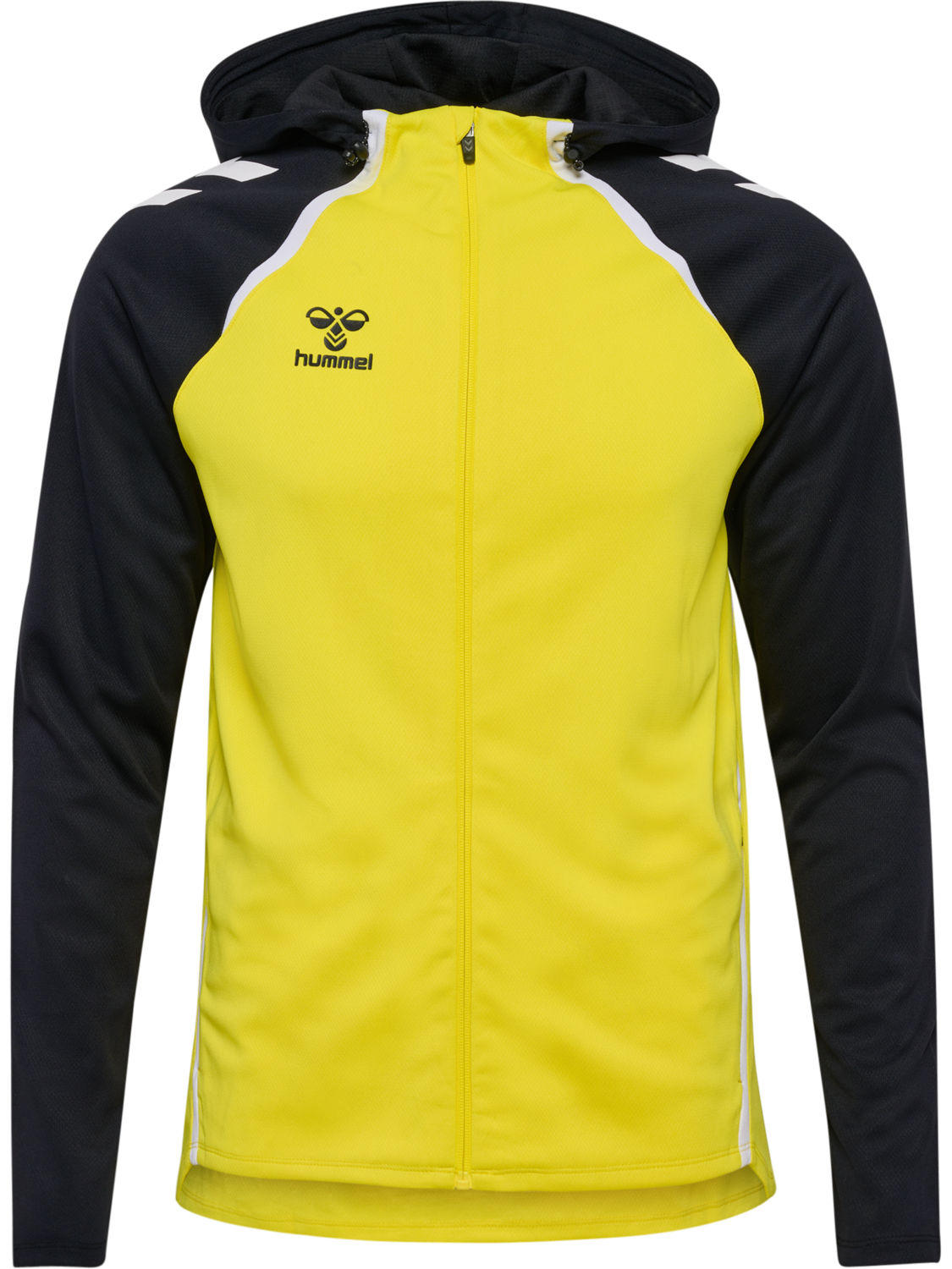 hmlLEAD 2.0 ZIP HOODIE, BLAZING YELLOW/BLACK, packshot