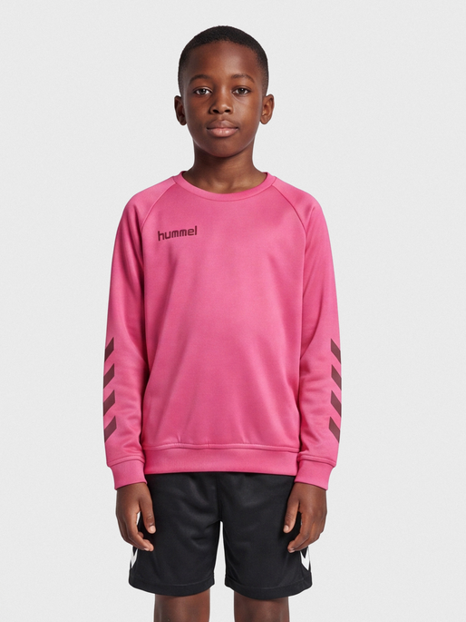 hmlPROMO KIDS POLY SWEATSHIRT, RASPBERRY SORBET, model