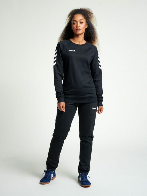 HMLGO COTTON SWEATSHIRT WOMAN, BLACK, model