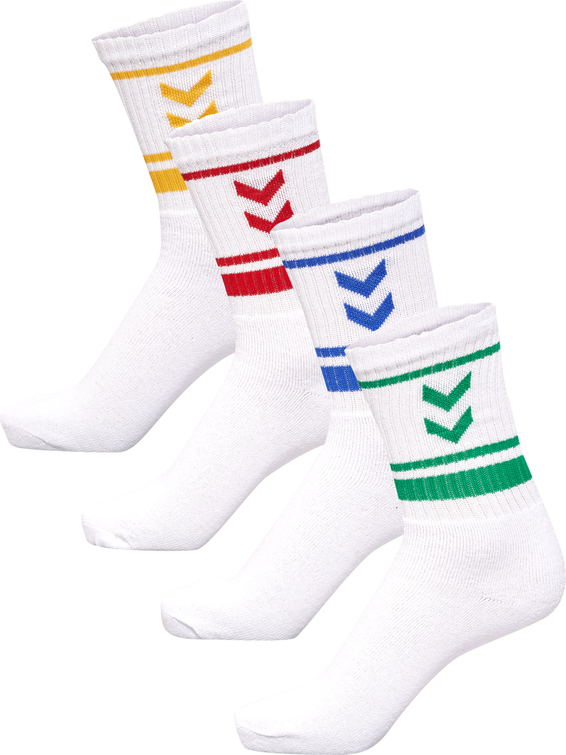 hml4 PACK TRIPLE STRIPE CREW SOCK, BLUE/RED/YELLOW/GREEN, packshot