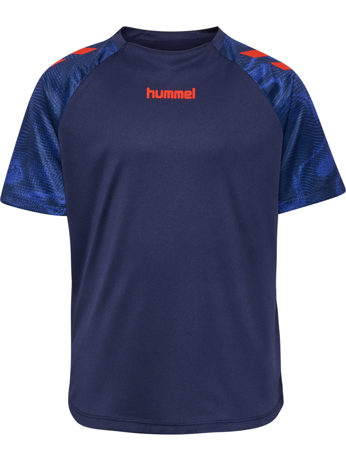 hmlBLAZE26 PRO TRAINING JERSEY KIDS, MARINE/CHERRY TOMATO, packshot