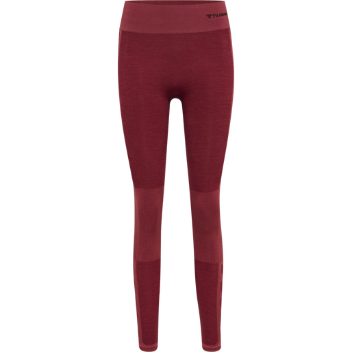 hmlCLEA SEAMLESS MID WAIST TIGHTS, CABERNET/APPLE BUTTER MELANGE, packshot