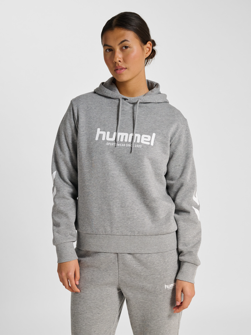 hmlLEGACY 2.0 W HOODIE, GREY MELANGE, model
