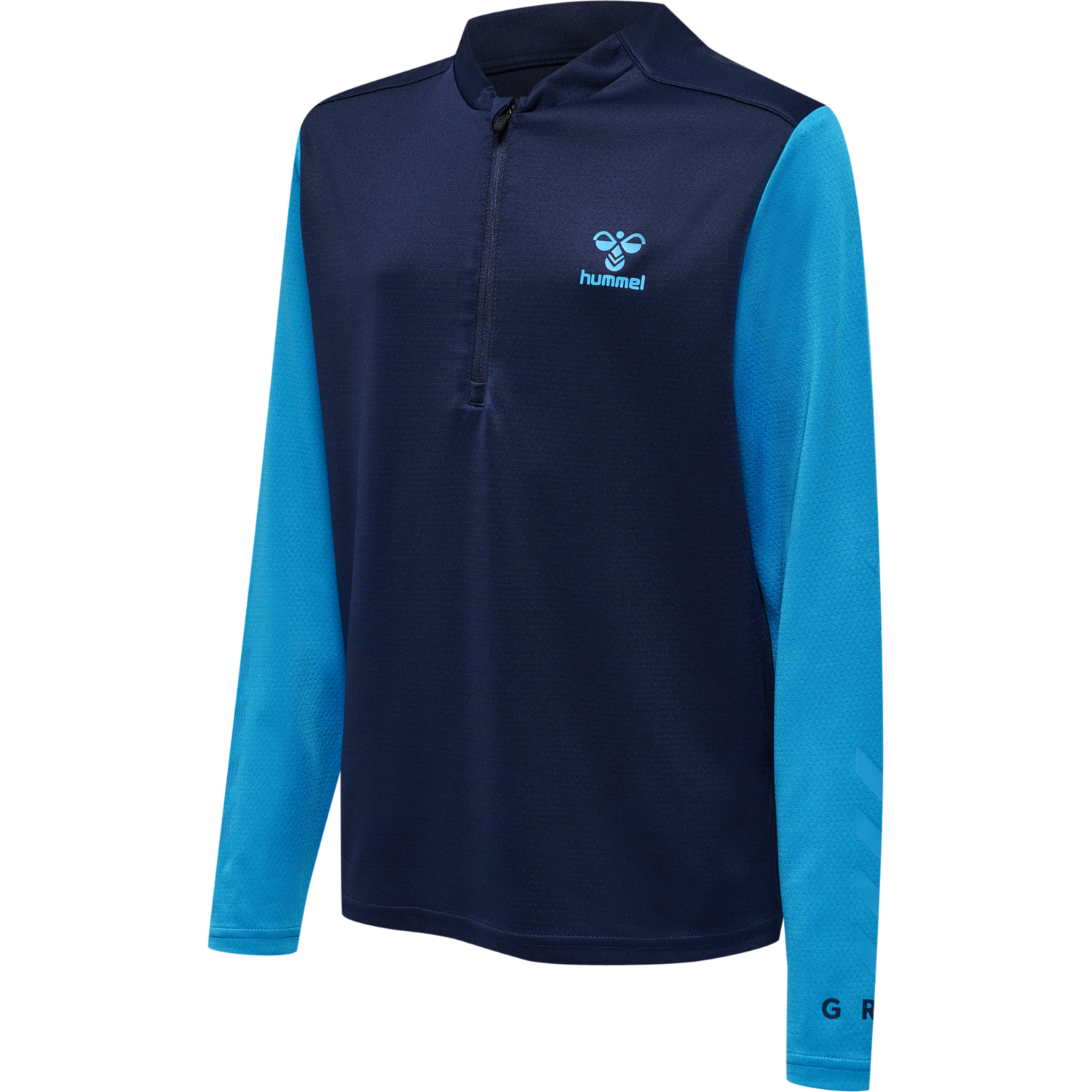 hmlONGRID 1/2 ZIP POLY SWEAT KIDS, MARINE/ATOMIC BLUE, packshot