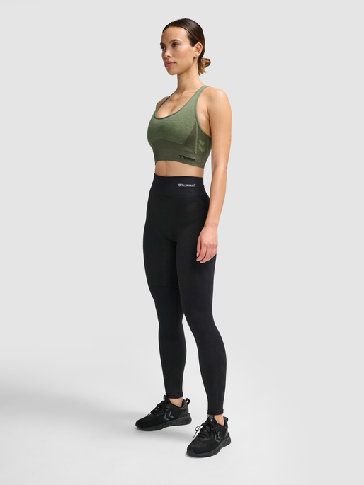 hane diskret folder hummel CLEA SEAMLESS MID WAIST TIGHTS - BLACK MELANGE | hummel.net
