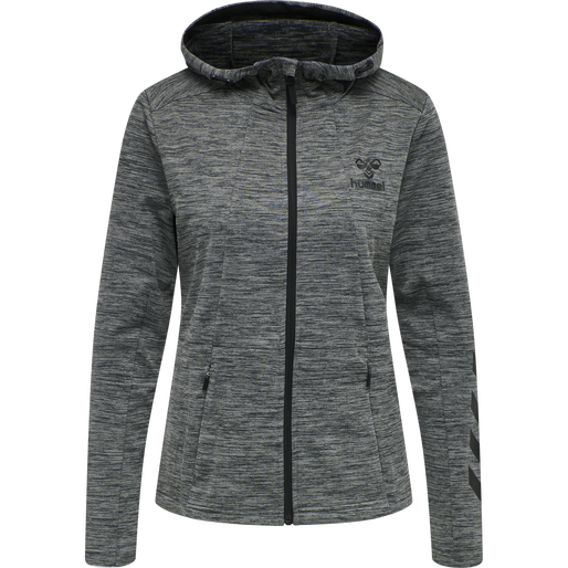 hmlSELBY ZIP HOODIE, DARK GREY MELANGE, packshot