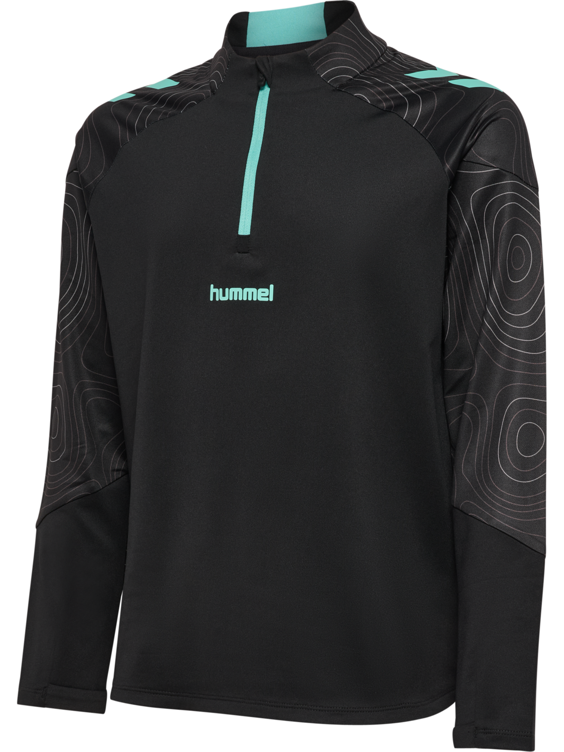 hmlBLAZE 2.0 TRAINING HALF ZIP KIDS, BLACK/POOL BLUE, packshot