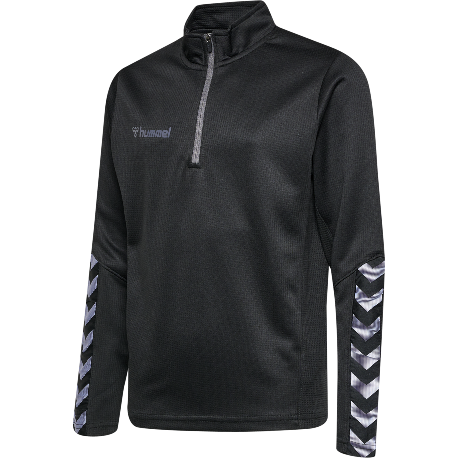 hmlAUTHENTIC KIDS HALF ZIP SWEATSHI, BLACK/ASPHALT, packshot