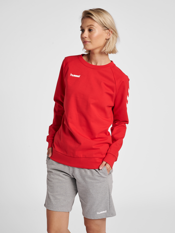 HMLGO COTTON SWEATSHIRT WOMAN, TRUE RED, model