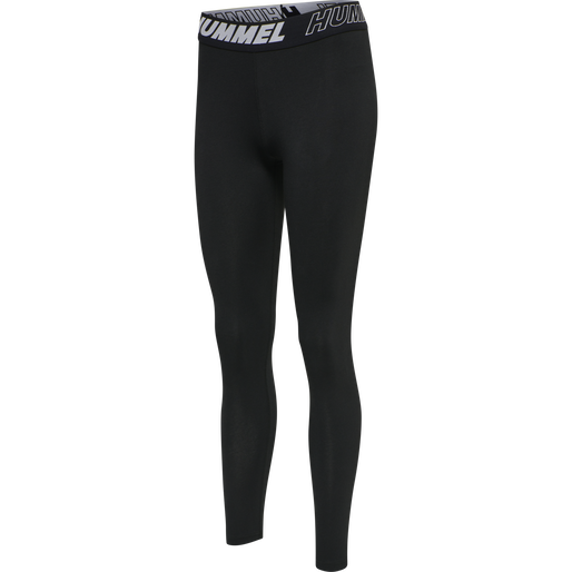 hmlTE MAJA MID WAIST COTTON TIGHTS, BLACK, packshot