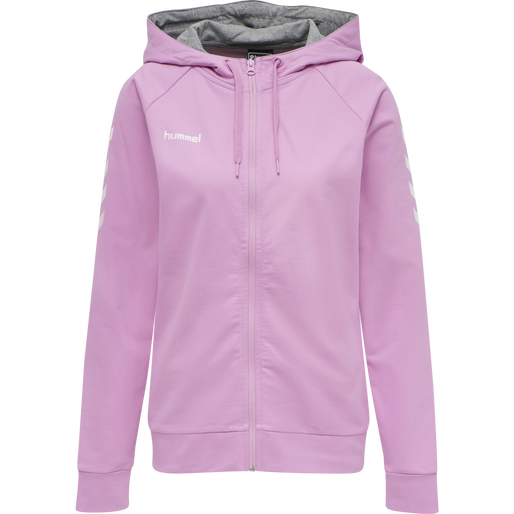HMLGO COTTON ZIP HOODIE WOMAN, ORCHID, packshot