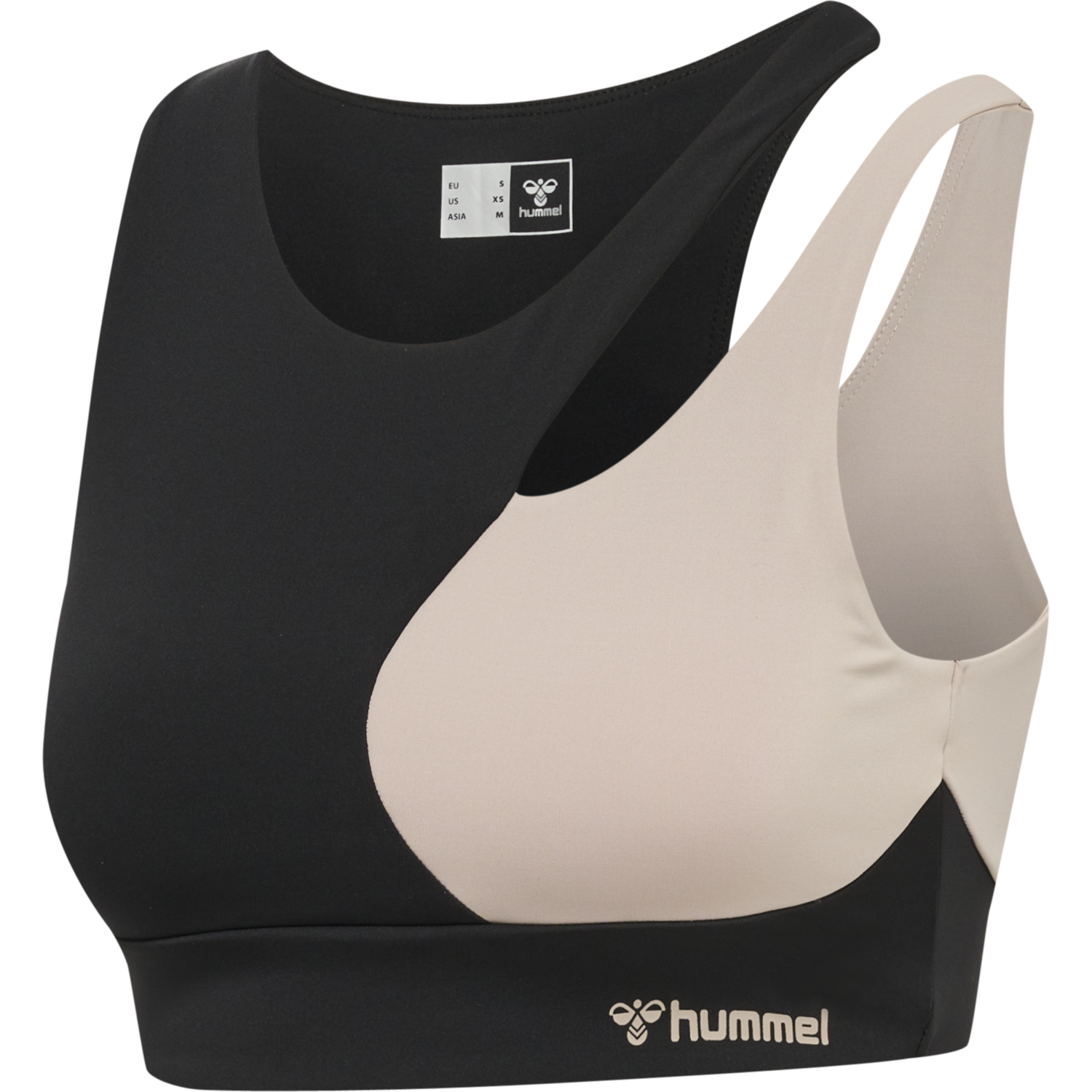 hmlMT RIGA SPORTS BRA, BLACK/CHATEAU GREY, packshot