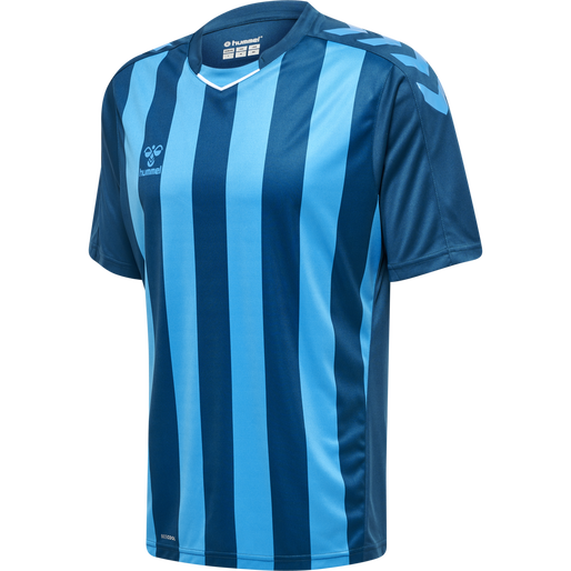 hmlCORE XK STRIPED JERSEY S/S, BLUE CORAL/BLUE DANUBE hmlCORE XK STRIPED JERSEY S/S, BLUE CORAL/BLUE DANUBE, packshot