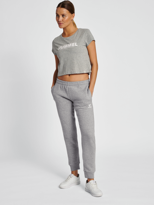 hummel LEGACY T-SHIRT WOMAN GREY - MELANGE CROPPED