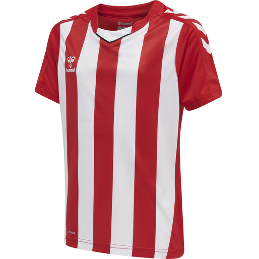 hmlCORE XK STRIPED JERSEY S/S KIDS, TRUE RED/WHITE, packshot