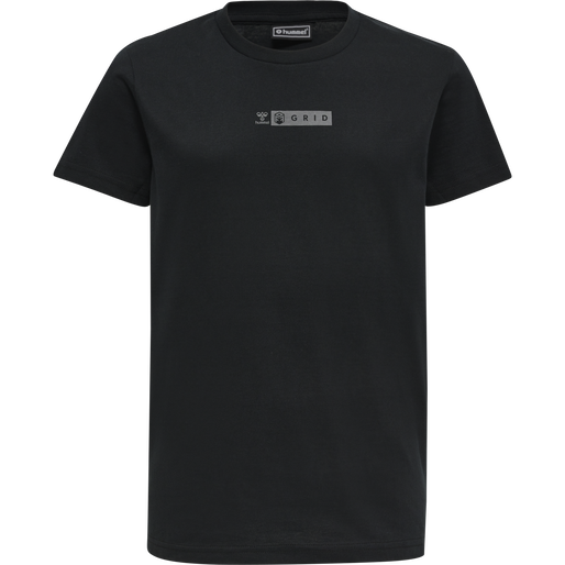 hmlOFFGRID TEE S/S KIDS, JET BLACK/FORGED IRON, packshot