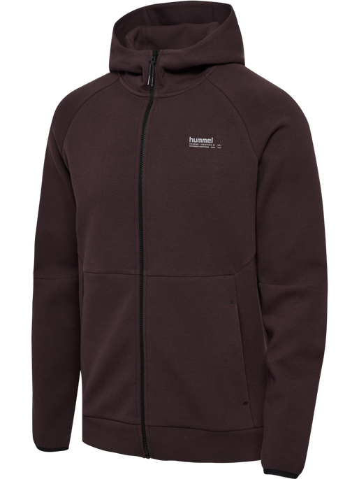 hmlTECH FLEECE REGULAR ZIP HOODIE, CHOCOLATE PLUM, packshot