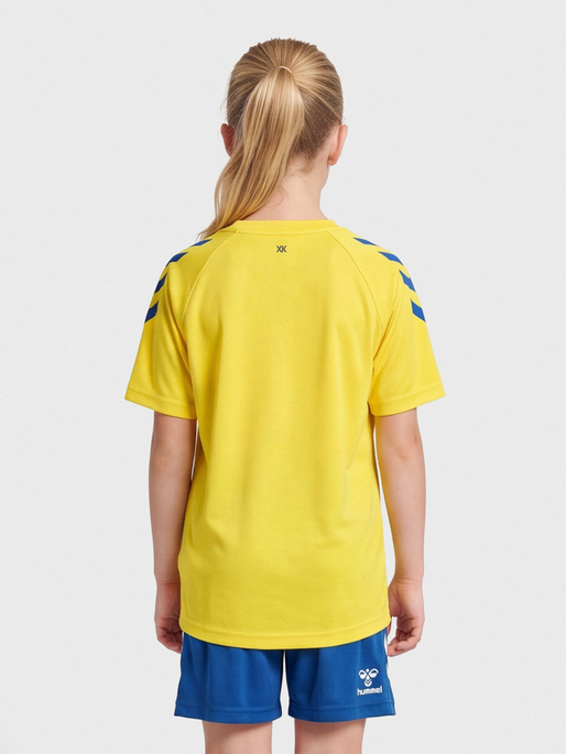 hmlCORE XK CORE POLY TEE S/S KIDS, BLAZING YELLOW/TRUE BLUE, model