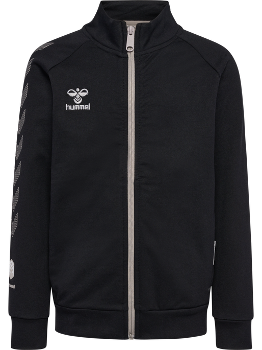 hmlMOVE GRID COTTON ZIP JACKET KIDS, BLACK, packshot