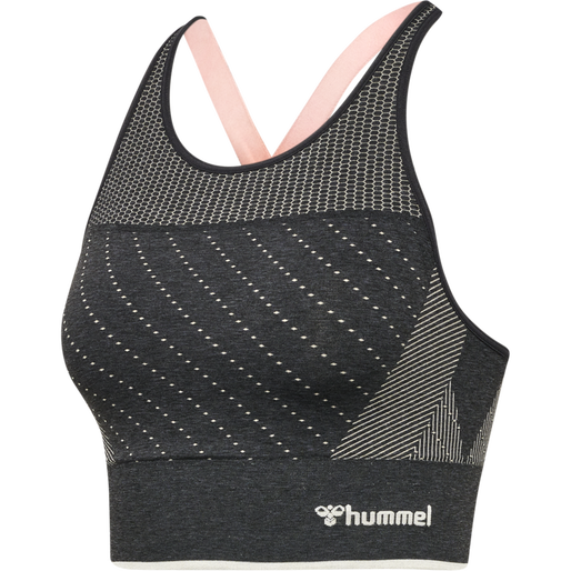 hmlMT HANA SEAMLESS SPORTS TOP, BLACK MELANGE, packshot