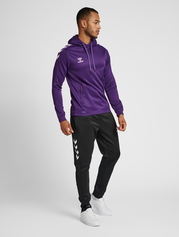 hmlCORE XK POLY SWEAT HOODIE, ACAI, model