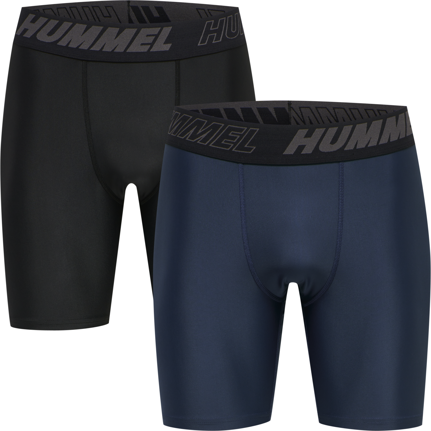hmlTE TOPAZ 2-PACK TIGHT SHORTS, BLACK/INSIGINA BLUE, packshot