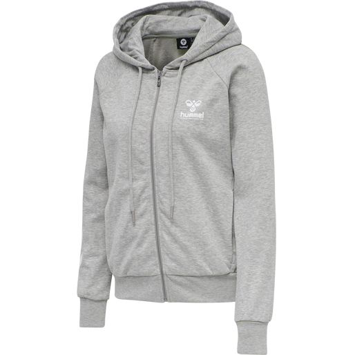 hmlNONI ZIP HOODIE, GREY MELANGE, packshot