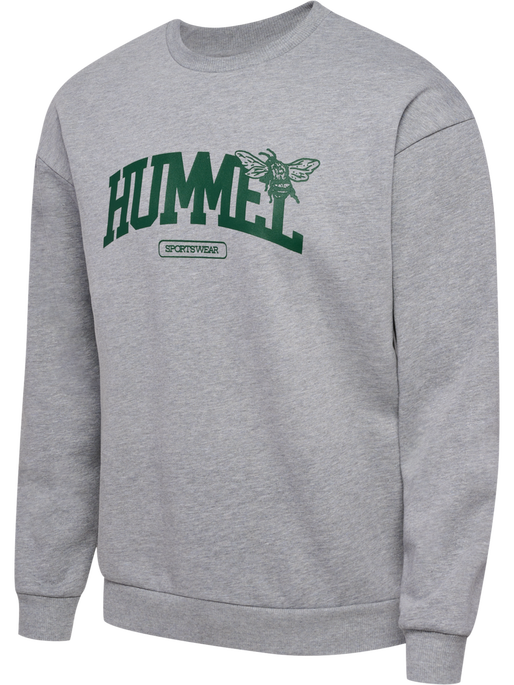 hmlLOOSE CREWNECK UNIVERSITY BEE, GREY MELANGE, packshot
