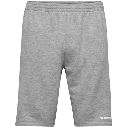 HMLGO COTTON BERMUDA SHORTS, GREY MELANGE, packshot