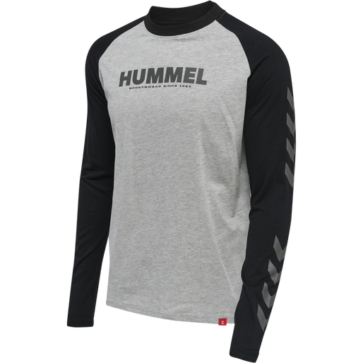 hmlLEGACY BLOCKED T-SHIRT L/S, GREY MELANGE, packshot