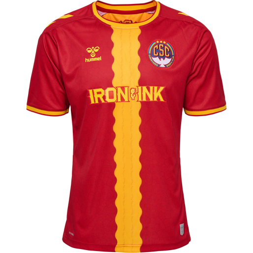 CSC 22/23 HOME JERSEY S/S, TRUE RED/SPORTS YELLOW W/SPONS, packshot