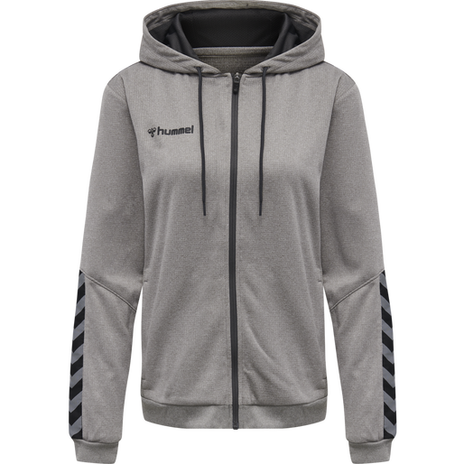 hmlAUTHENTIC POLY ZIP HOODIE WOMAN, GREY MELANGE, packshot