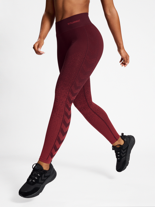 hmlMT FADE SEAMLESS MW TIGHTS, BITTER CHOCOLATE/MINERAL RED, model