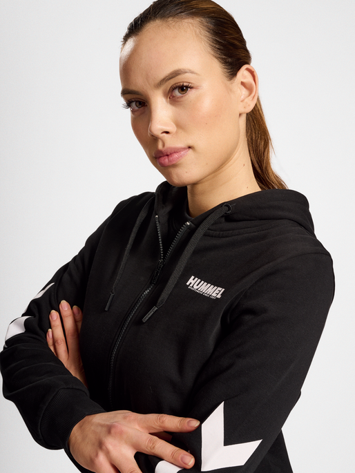 hmlLEGACY WOMAN ZIP HOODIE, BLACK, model