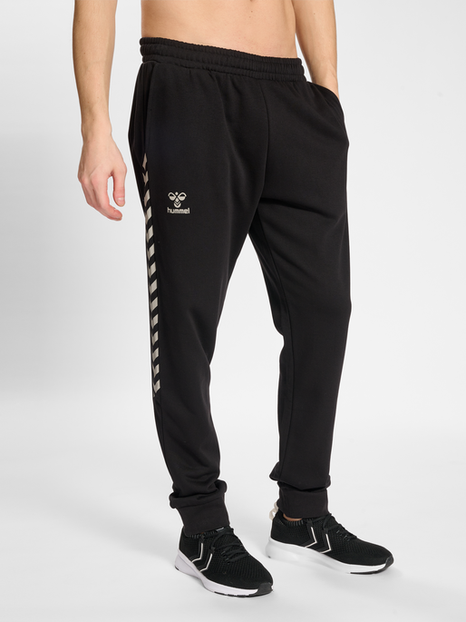 hmlSTALTIC COTTON PANTS, BLACK, model