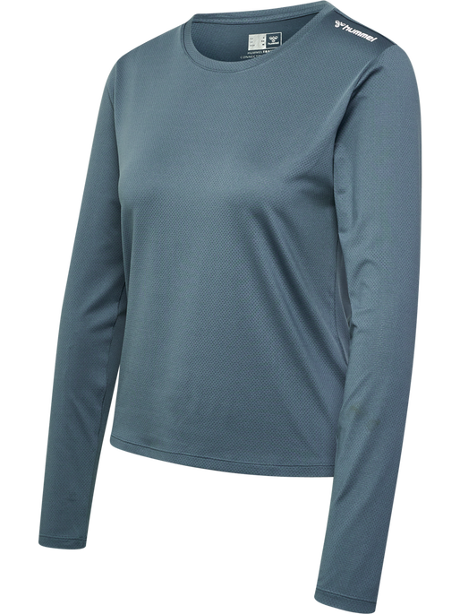 hmlMT AURA MESH T-SHIRT L/S, STORMY WEATHER, packshot