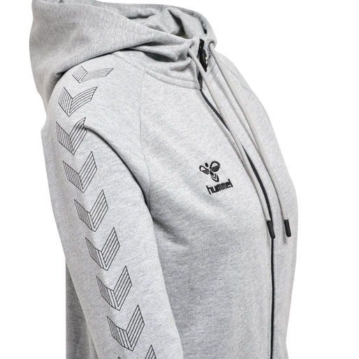 hmlMOVE GRID COTTON ZIP HOODIE WOMA, GREY MELANGE, packshot