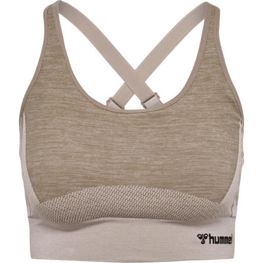 hmlCLEA SEAMLESS  SPORTS TOP, CHATEAU GRAY/DRIFTWOOD MELANGE hmlCLEA SEAMLESS  SPORTS TOP, CHATEAU GRAY/DRIFTWOOD MELANGE, packshot