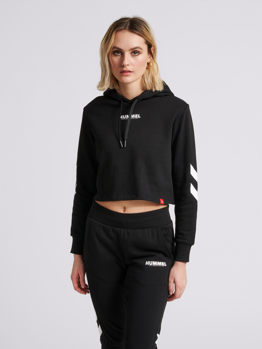 hummel LEGACY WOMAN CROPPED HOODIE - BLACK