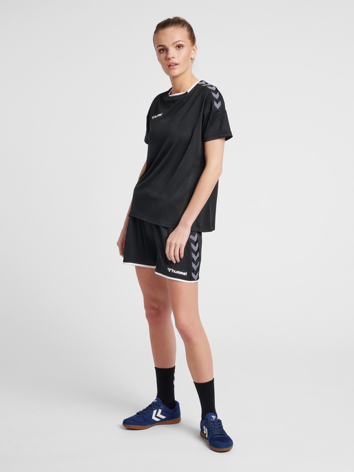hmlAUTHENTIC POLY JERSEY WOMAN S/S, BLACK/WHITE, model