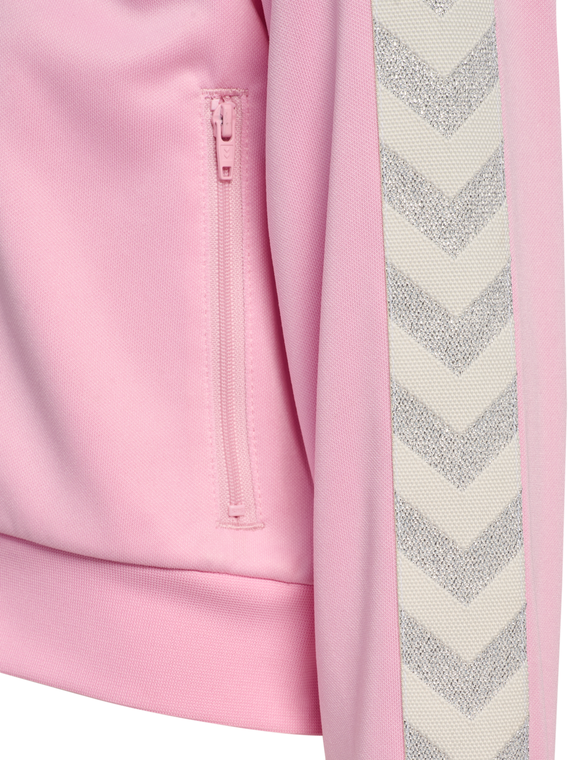 hmlJR REG POLY TAPE GIRL ZIP JACKET, ROSEATE SPOONBILL, packshot
