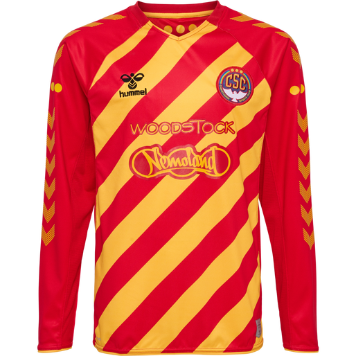 hmlCSC 19/20 KIDS HOME JERSEY LS, TRUE RED/SPORTS YELLOW W/SPONS, packshot