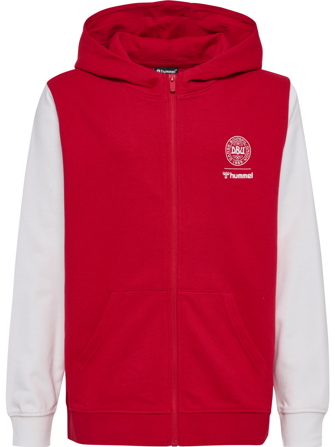 DBU 26 FAN RED-WHITE ZIP HOOD KIDS, TANGO RED/WHITE, packshot