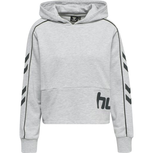 hmlLGC YOKO CROPPED HOODIE, LIGHT GREY MELANGE, packshot