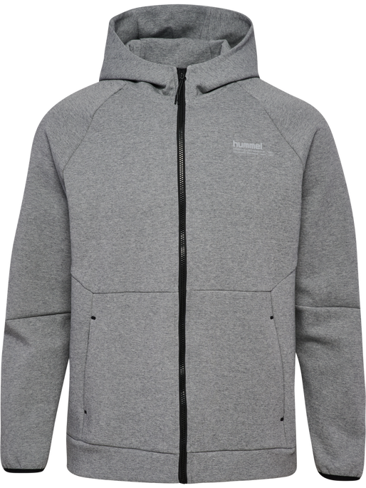 hmlTECH FLEECE REGULAR ZIP HOODIE, GREY MELANGE hmlTECH FLEECE REGULAR ZIP HOODIE, GREY MELANGE, packshot