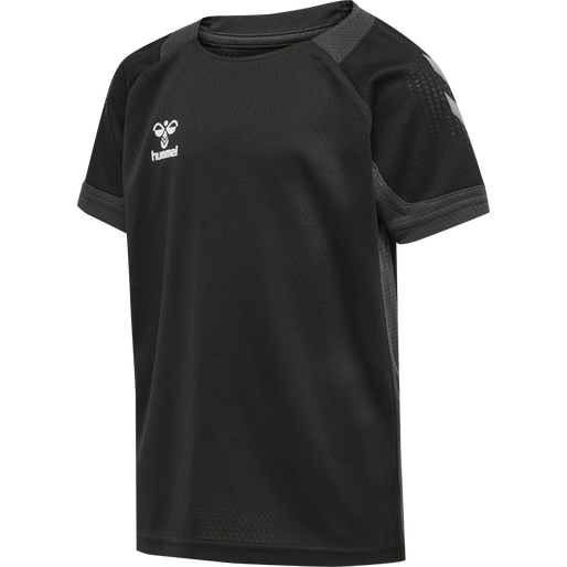 hmlLEAD S/S POLY JERSEY KIDS, BLACK, packshot
