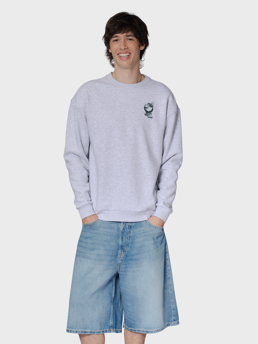 hmlLOOSE CREW WRONG YELLOW, LIGHT GREY MELANGE, model