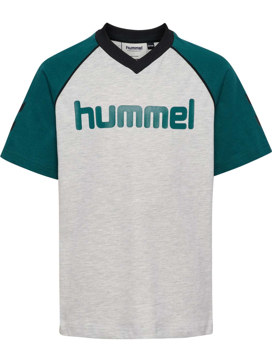 hmlJR REG V-NECK T-SHIRT SS, LIGHT GREY MELANGE, packshot